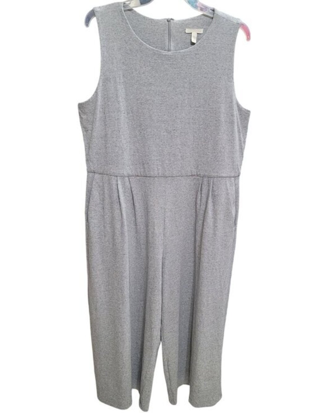 Eileen Fisher Gray Sleeveless Jumpsuit Cotton Large